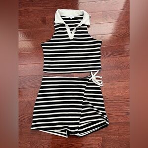 Kirious Medium Striped Top & Skort Set